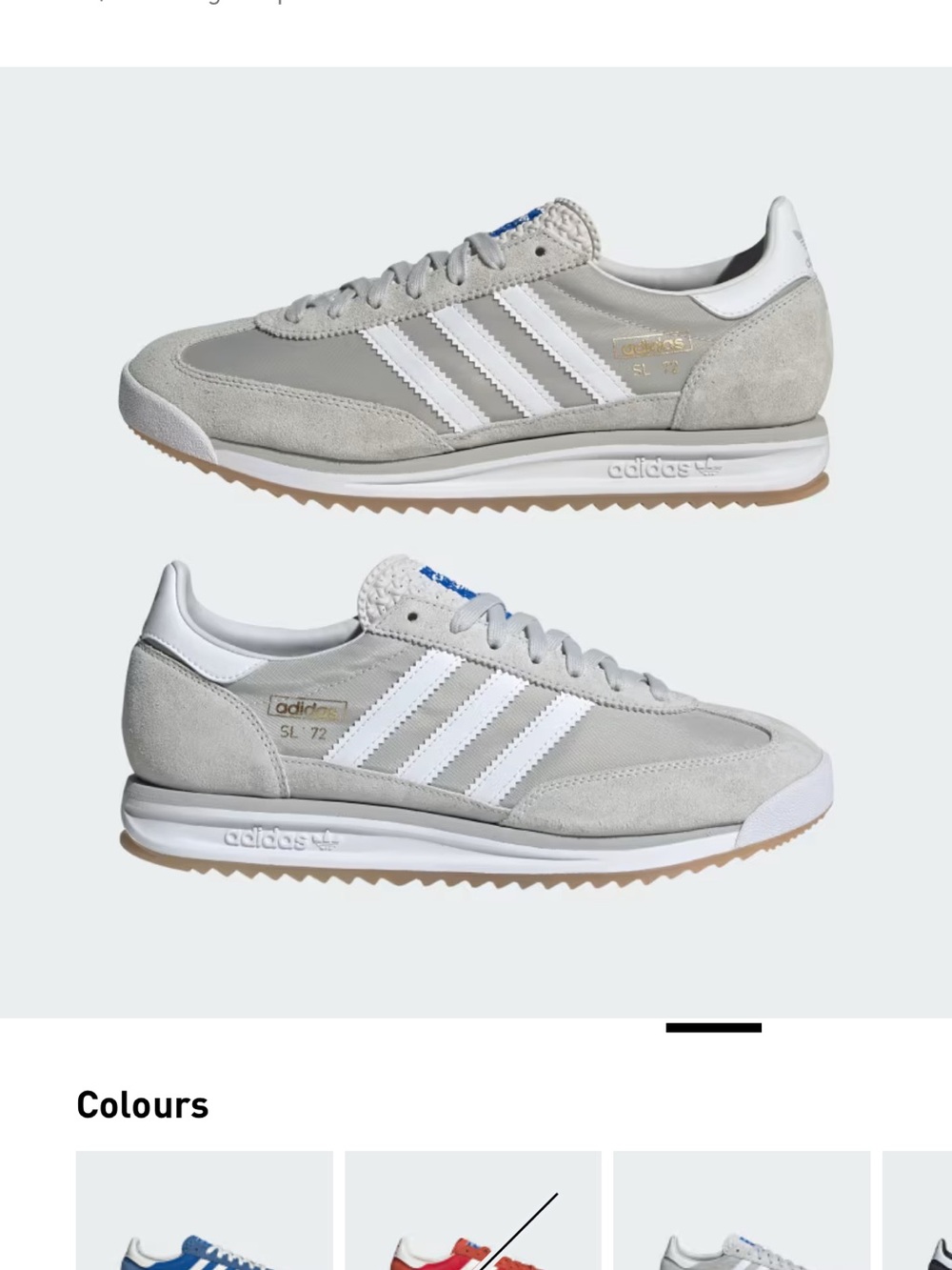 adidas SL 72 RS Classic Runners in Light Gray & White
